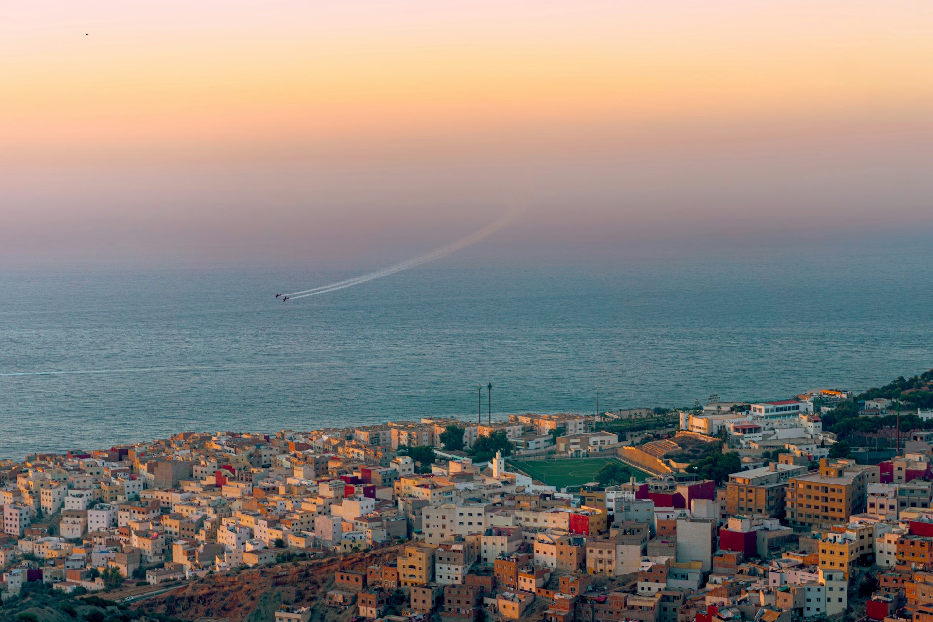 Airliner arriving in Morocco, view before booking flights from Europe or North America
