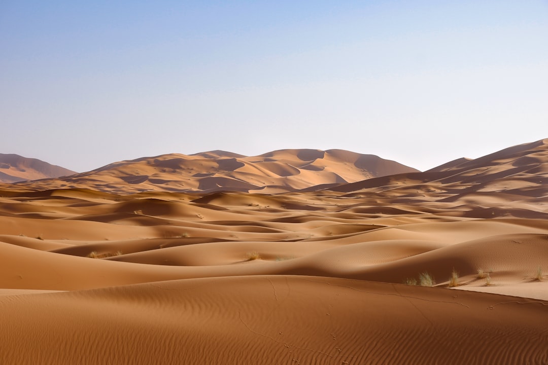 Sahara dunes at sunrise outside Merzouga, Erg Chebbi